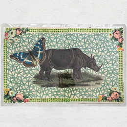One of a Kind Collaged Rhino Mat (#611)