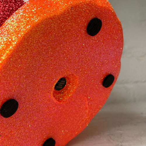 Ino Schaller Glitter Jack-O'-Lantern Pumpkin in Orange with Red Mouth