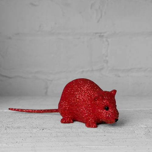 Small Light Red Glitter Mouse