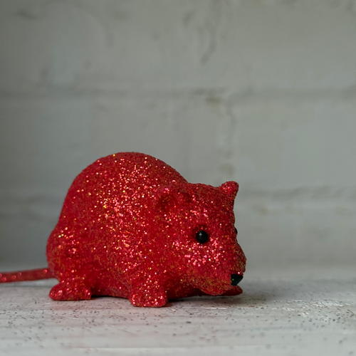 Small Light Red Glitter Mouse