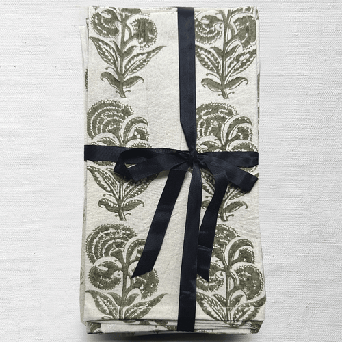 Les Indiennes Corn Flower Napkin Set in French Gray