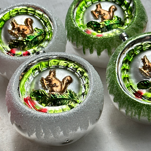 Set of 6 Squirrel Reflector Ornaments