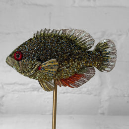 Hand-Beaded Blue Spotted Sunfish on Stand by Trovelore