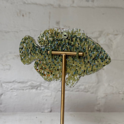Hand-Beaded Blue Spotted Sunfish on Stand by Trovelore