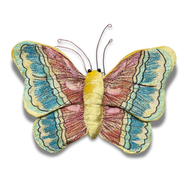 Butterfly Silk Velvet Embroidered Butterfly in Citrine