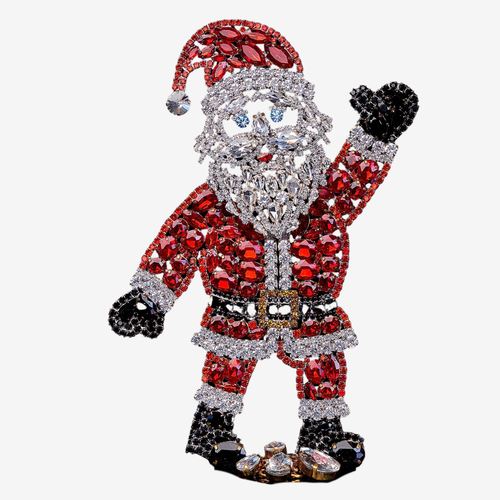 Rhinestone Crystal Waving Santa Claus