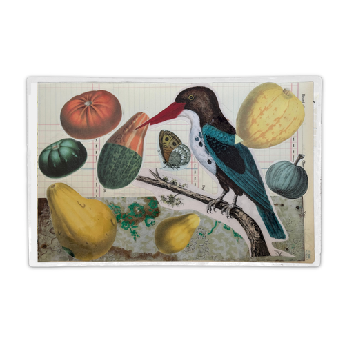 One-of-a-Kind Collaged Gourds & Kingfisher Mat (#10)