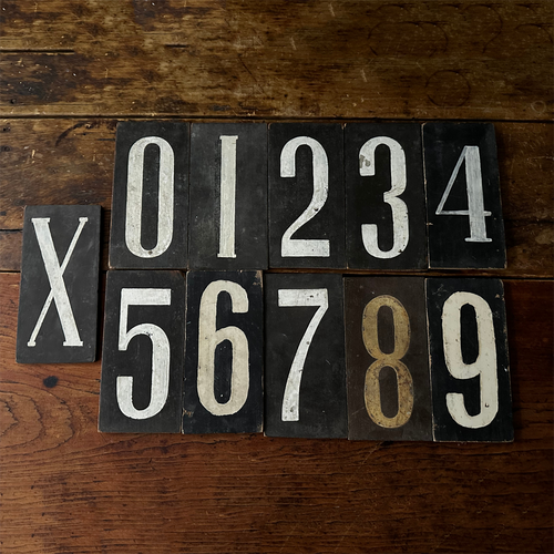 Antique French Box and Painted Wooden Numbers