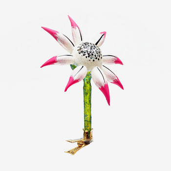 White & Pink Flower Clip-on Ornament