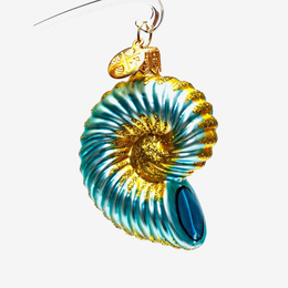 Small Blue Nautilus Shell Ornament