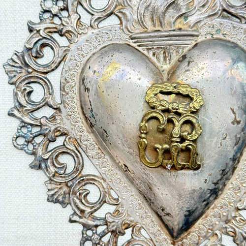 19th-century Italian Ex-Voto Sacred Silver Heart (No. 111)