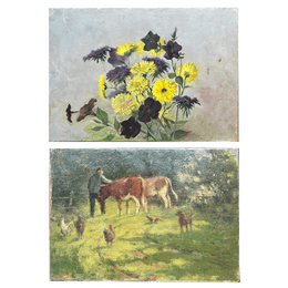 Evert Rabbers Early 20th-century Double Sided Landscape and Still Life Painting (ER2410)