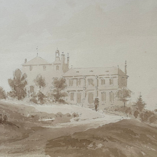 19th Century French Monochromatic Watercolor Painting by Alphonse Baril (#27)