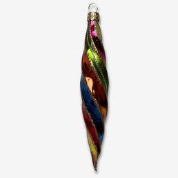 Multi Stripe Twisted Icicle Ornament