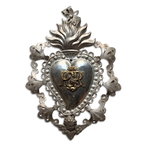 19th Century Italian Ex-Voto Sacred Silver Heart (No. 6)