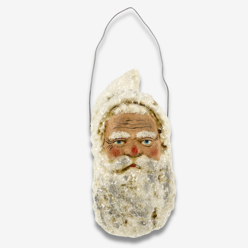 Large Santa Claus Head Ornament in Antique White No. 6