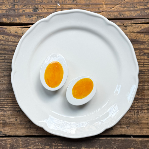 Trompe L'oeil Egg Plate with Waved Rim