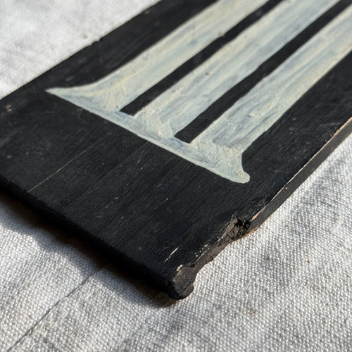 19th-century Hand-Painted Roman Numeral "III" Wood Tile