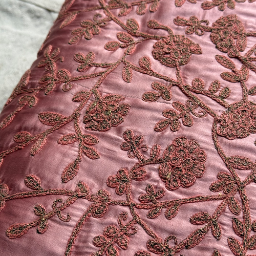 Cannes Embroidered Silk Throw in Rose