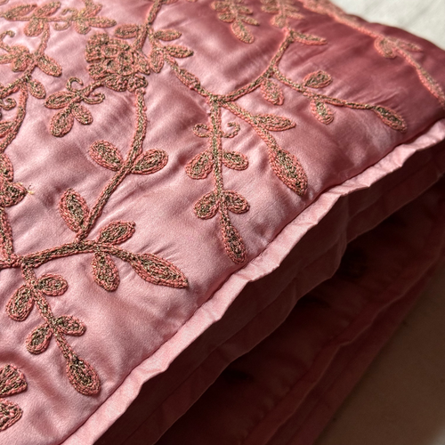 Cannes Embroidered Silk Throw in Rose