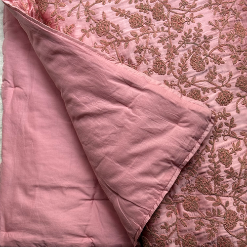 Cannes Embroidered Silk Throw in Rose