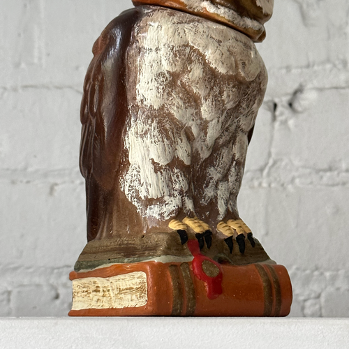 Nostalgic Papier-Mâché Large Brown Wings Owl on Books Candy Box