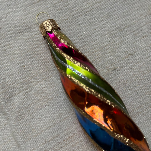 Multi Stripe Twisted Icicle Ornament