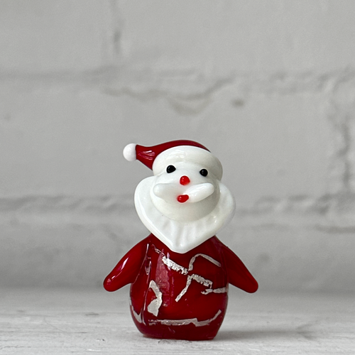 Glass Santa Figurine with Silver Inlining