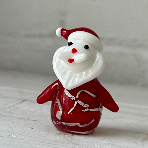 Glass Santa Figurine with Silver Inlining