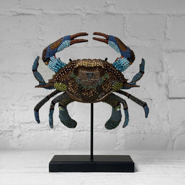 Hand-Beaded Chesapeake Crab on Stand by Trovelore