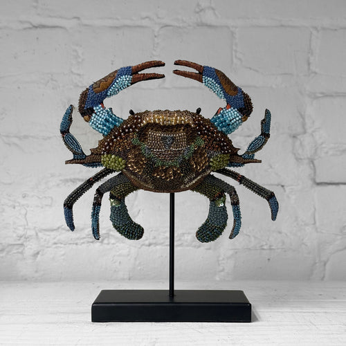 Hand-Beaded Chesapeake Crab on Stand by Trovelore
