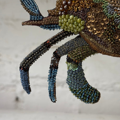 Hand-Beaded Chesapeake Crab on Stand by Trovelore