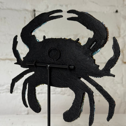 Hand-Beaded Chesapeake Crab on Stand by Trovelore