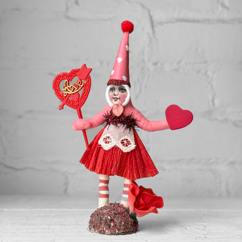 Spun Cotton Pink Valentine's Day Girl with Heart #11