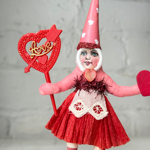 Spun Cotton Pink Valentine's Day Girl with Heart #11