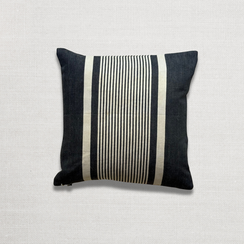 Custom 19th-century Small French Ticking Pillow (#37)