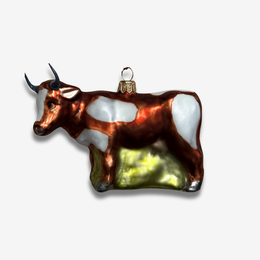 Brown & White Cow Ornament