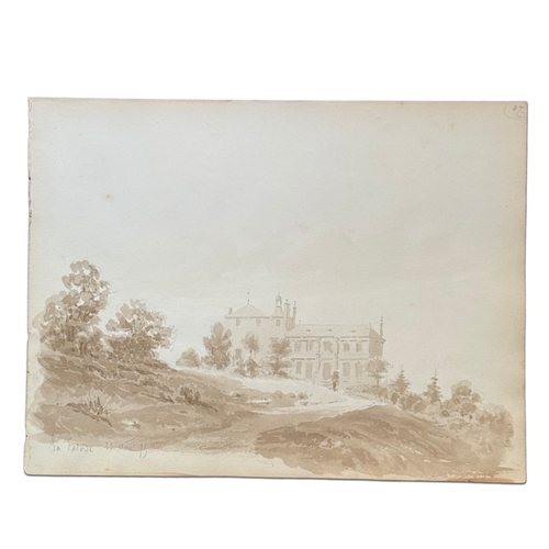 19th Century French Monochromatic Watercolor Painting by Alphonse Baril (#27)