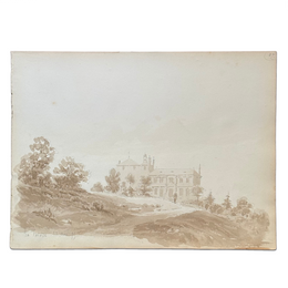 19th Century French Monochromatic Watercolor Painting by Alphonse Baril (#27)