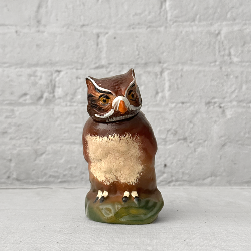 Papier-Mâché Owl with Old Finish Candy Box