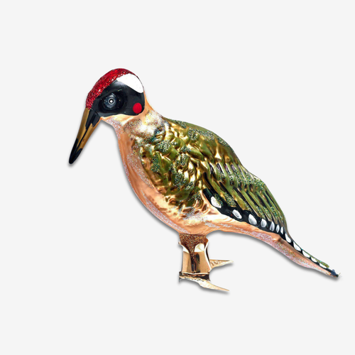 Clip-on Green Woodpecker Ornament