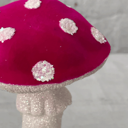 Single Hot Pink Flocked Mushroom