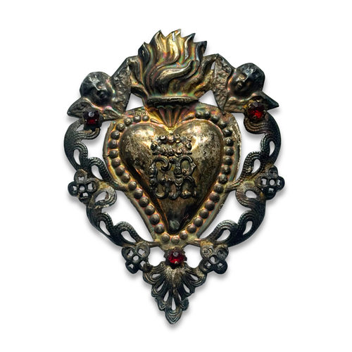 19th-century Italian Ex-Voto Sacred Silver Heart (#12)