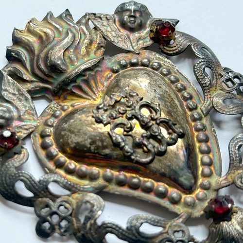 19th-century Italian Ex-Voto Sacred Silver Heart (#12)