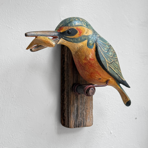 Black Forest Carved Bird with Fish (#12-11)