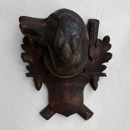 Early 20th-century Black Forest Carved Dog Head (9-12)