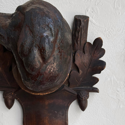 Early 20th-century Black Forest Carved Dog Head (9-12)