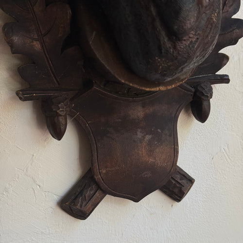 Early 20th-century Black Forest Carved Dog Head (9-12)