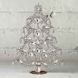 Crystal Jeweled Tree in Clear with Moving Baubles