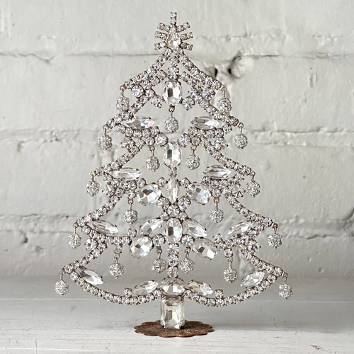 Crystal Jeweled Tree in Clear with Moving Baubles